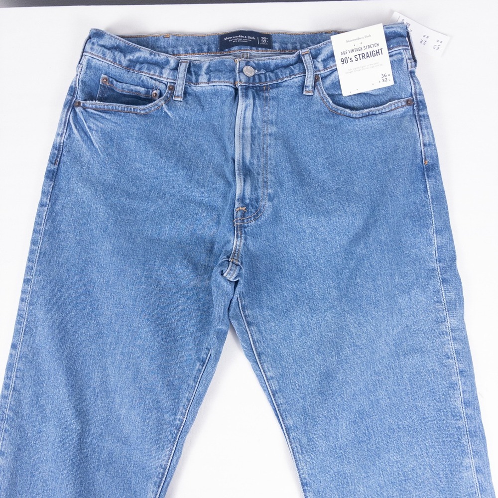 Abercrombie & Fitch 90s Straight Leg Jeans Mens 36x32 Vintage Stretch Denim Blue